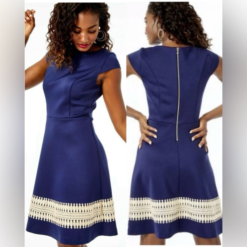NWT Lilly Pulitzer Klara Navy and Gold Scuba Dress Size 0